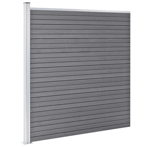 vidaXL WPC Fence Set 10 Squares + 1 Slant 1830x186 cm Gray
