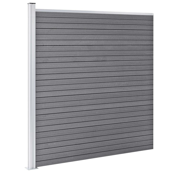 vidaXL WPC Fence Set 10 Squares + 1 Slant 1830x186 cm Gray