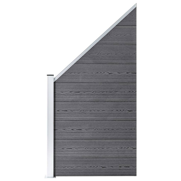 vidaXL WPC Fence Set 10 Squares + 1 Slant 1830x186 cm Gray