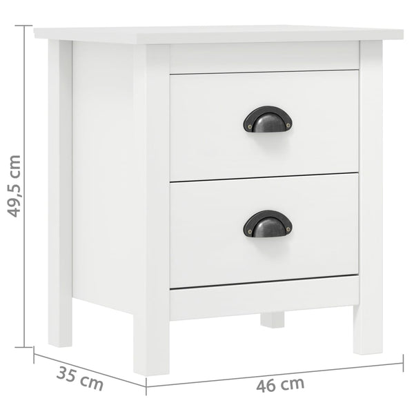 vidaXL Nightstand Hill White 46x35x49.5 cm Solid Pine Wood