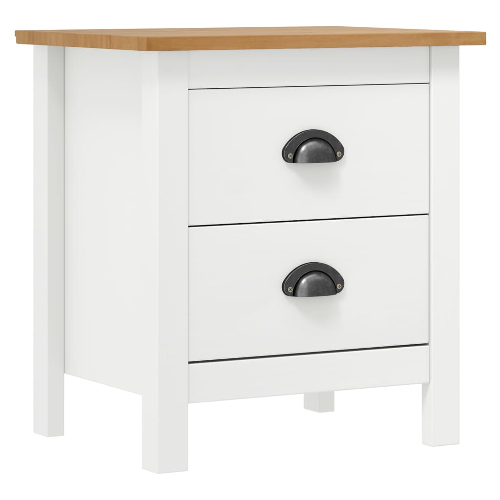 vidaXL Hill Bedside Cabinet White 46x35x49.5 cm Solid Pine Wood