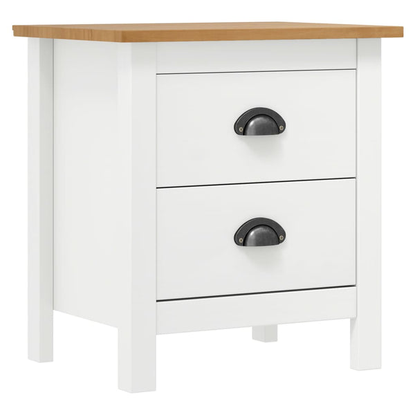 vidaXL Hill Bedside Cabinet White 46x35x49.5 cm Solid Pine Wood