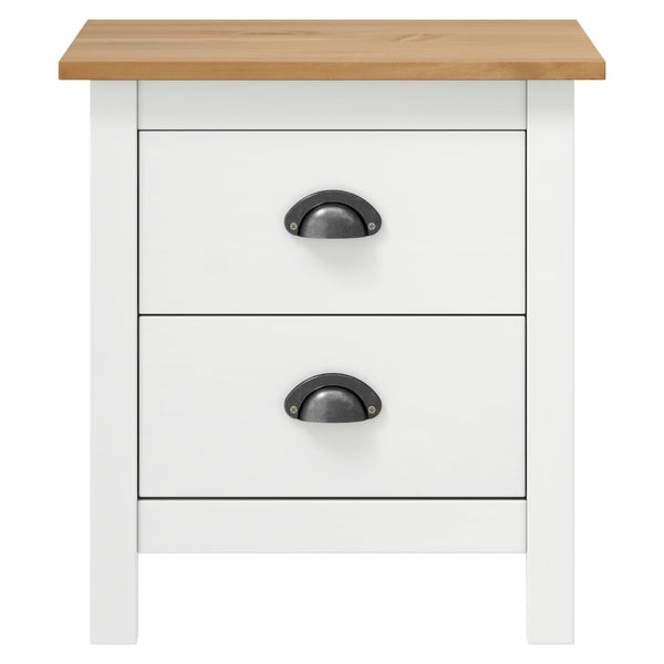 vidaXL Hill Bedside Cabinet White 46x35x49.5 cm Solid Pine Wood