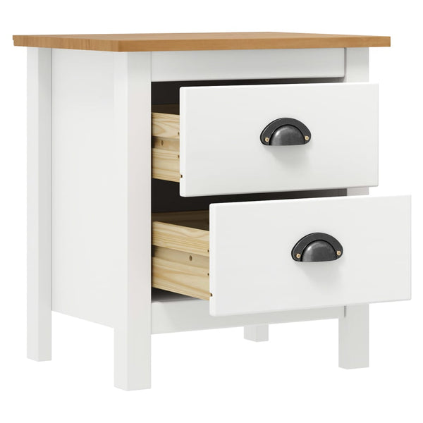 vidaXL Hill Bedside Cabinet White 46x35x49.5 cm Solid Pine Wood