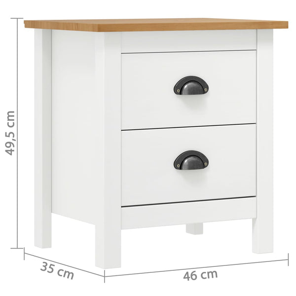 vidaXL Hill Bedside Cabinet White 46x35x49.5 cm Solid Pine Wood