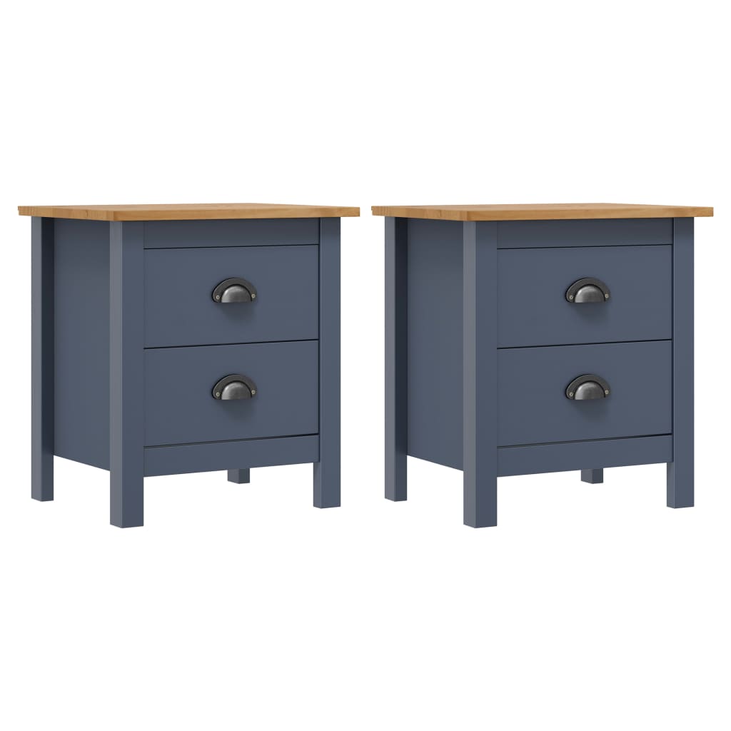 vidaXL Bedside Cabinets Hill 2 pcs Grey 46x35x49.5 cm Solid Pine Wood