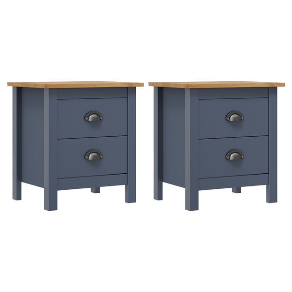 vidaXL Bedside Cabinets Hill 2 pcs Grey 46x35x49.5 cm Solid Pine Wood