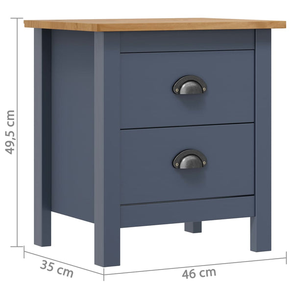 vidaXL Bedside Cabinets Hill 2 pcs Grey 46x35x49.5 cm Solid Pine Wood