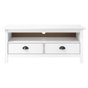 vidaXL TV Cabinet Hill White 110x40x47 cm Solid Pine Wood