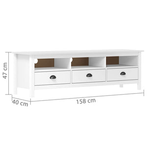 vidaXL TV Cabinet Hill White 158x40x47 cm Solid Pine Wood
