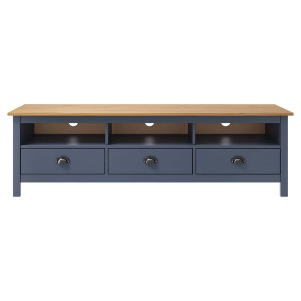 vidaXL TV Cabinet Hill Grey 158x40x47 cm Solid Pine Wood