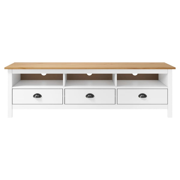 vidaXL TV Cabinet Hill White 158x40x47 cm Solid Pine Wood