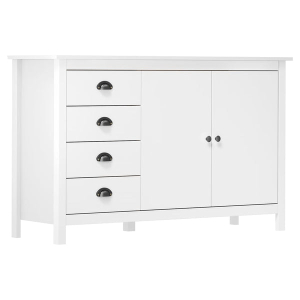vidaXL Hill Sideboard White 130x40x80 cm Solid Pine Wood