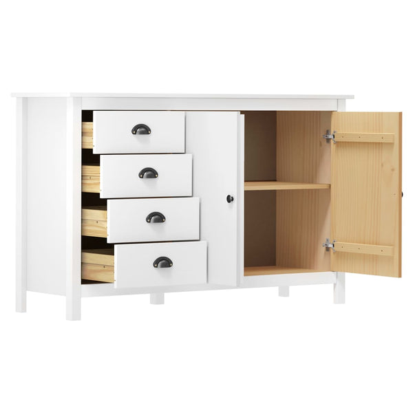 vidaXL Hill Sideboard White 130x40x80 cm Solid Pine Wood