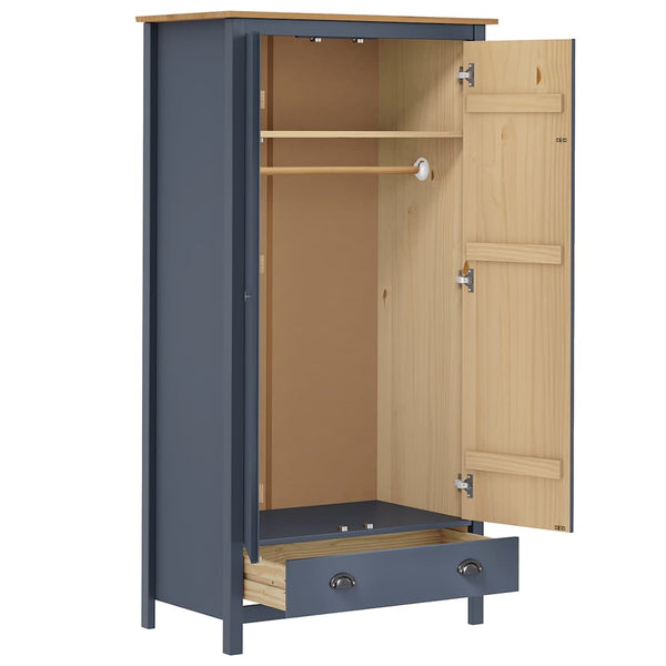 vidaXL 2-Door Wardrobe Hill Grey 89x50x170 cm Pinewood