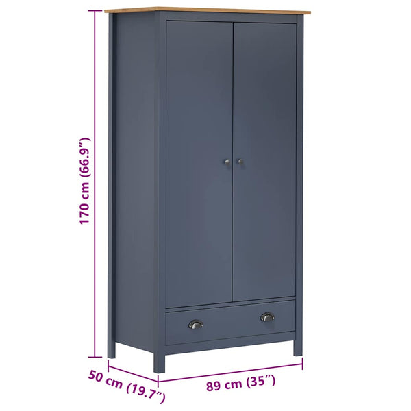 vidaXL 2-Door Wardrobe Hill Grey 89x50x170 cm Pinewood