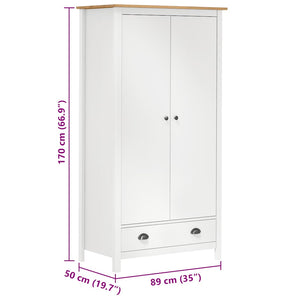 vidaXL 2-Door Wardrobe Hill White 89x50x170 cm Pine Wood