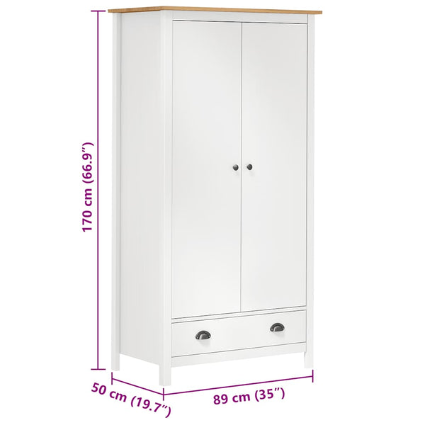 vidaXL 2-Door Wardrobe Hill White 89x50x170 cm Pine Wood