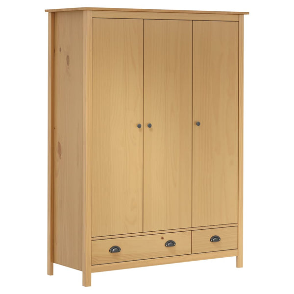 vidaXL Wardrobe with 3 Doors Hill 127x50x170cm Solid Pine Wood