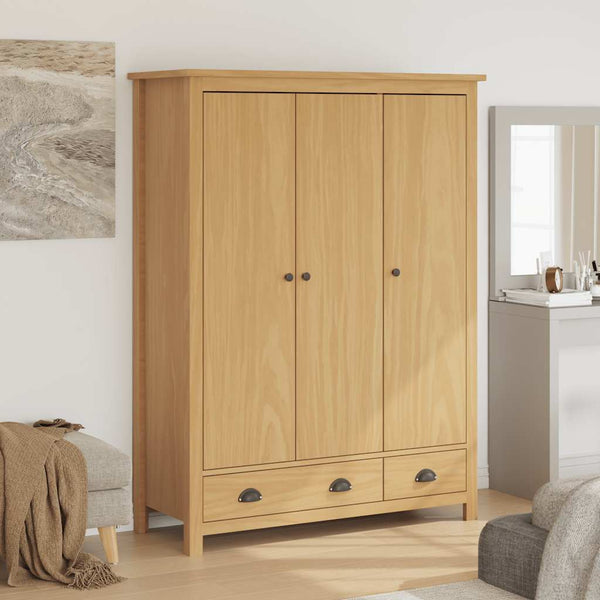 vidaXL Wardrobe with 3 Doors Hill 127x50x170cm Solid Pine Wood