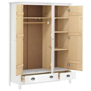 vidaXL Wardrobe with 3 Doors Hill White 127x50x170 cm Pinewood