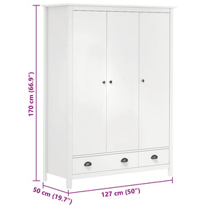 vidaXL Wardrobe with 3 Doors Hill White 127x50x170 cm Pinewood