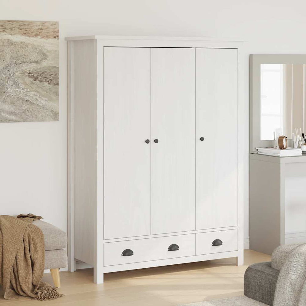 vidaXL Wardrobe with 3 Doors Hill White 127x50x170 cm Pinewood
