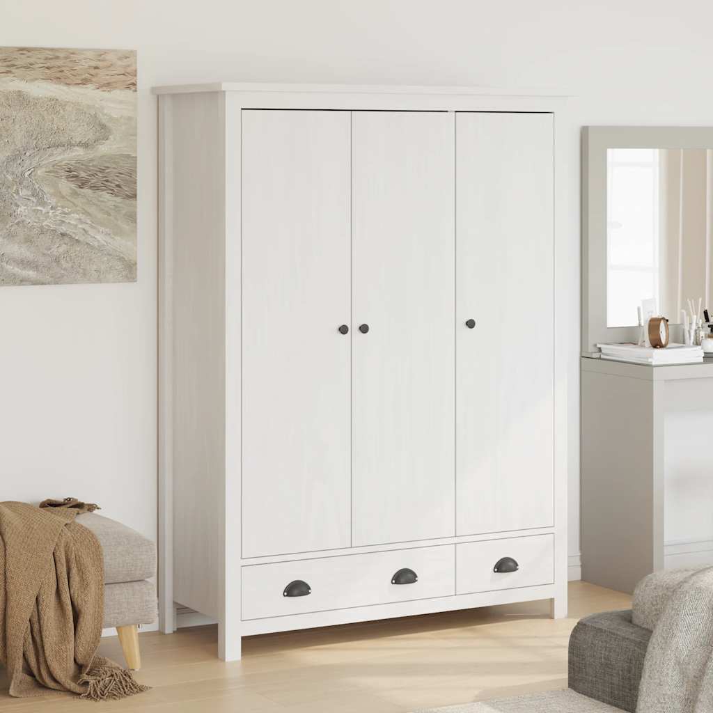 vidaXL Wardrobe with 3 Doors Hill White 127x50x170 cm Pinewood