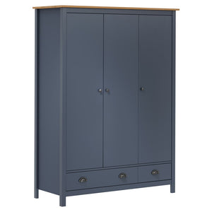 vidaXL 3-Door Wardrobe Hill Grey 127x50x170 cm Pine Wood