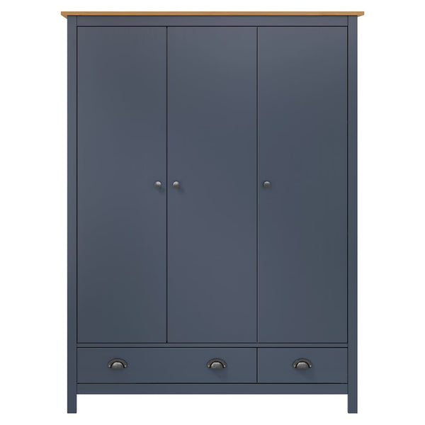 vidaXL 3-Door Wardrobe Hill Grey 127x50x170 cm Pine Wood