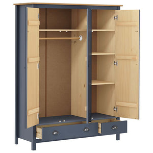 vidaXL 3-Door Wardrobe Hill Grey 127x50x170 cm Pine Wood