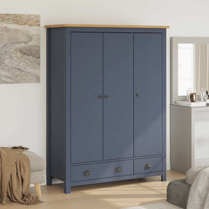 vidaXL 3-Door Wardrobe Hill Grey 127x50x170 cm Pine Wood