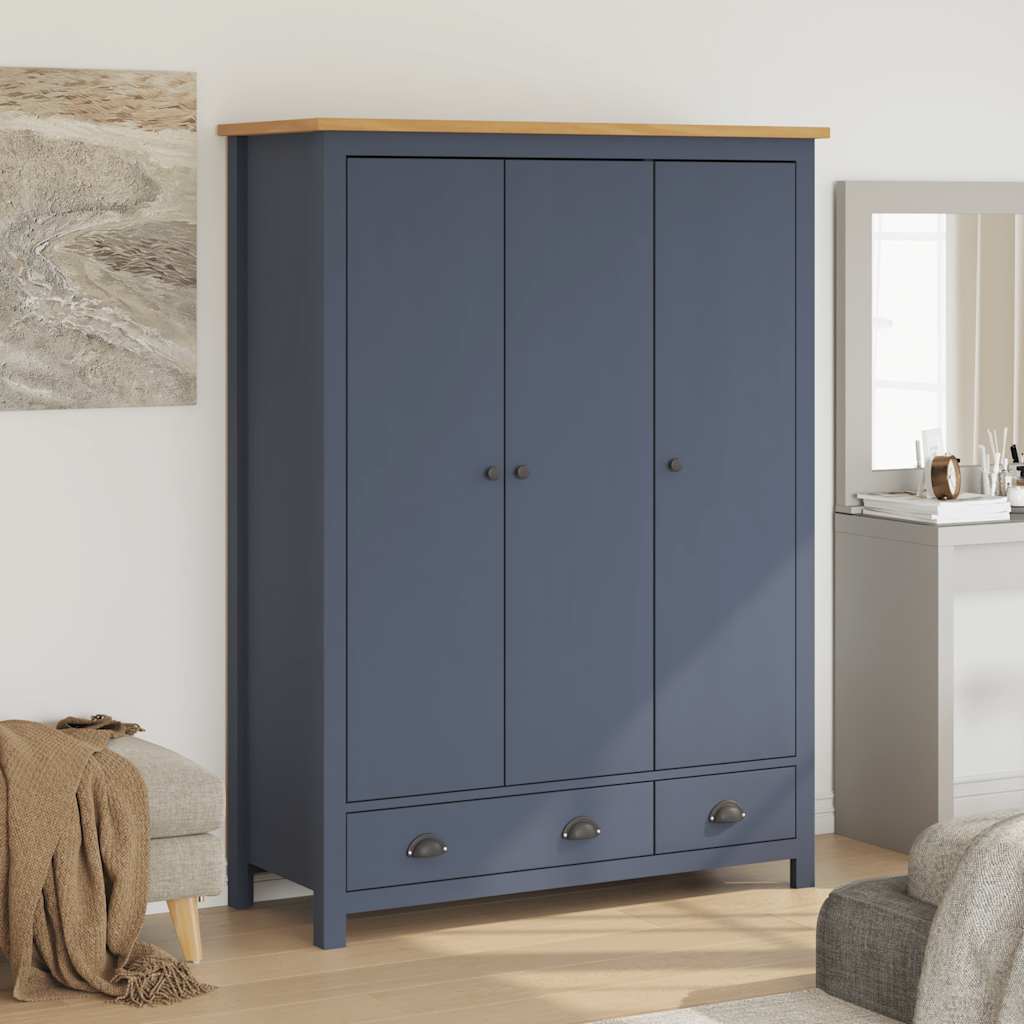 vidaXL 3-Door Wardrobe Hill Grey 127x50x170 cm Pine Wood