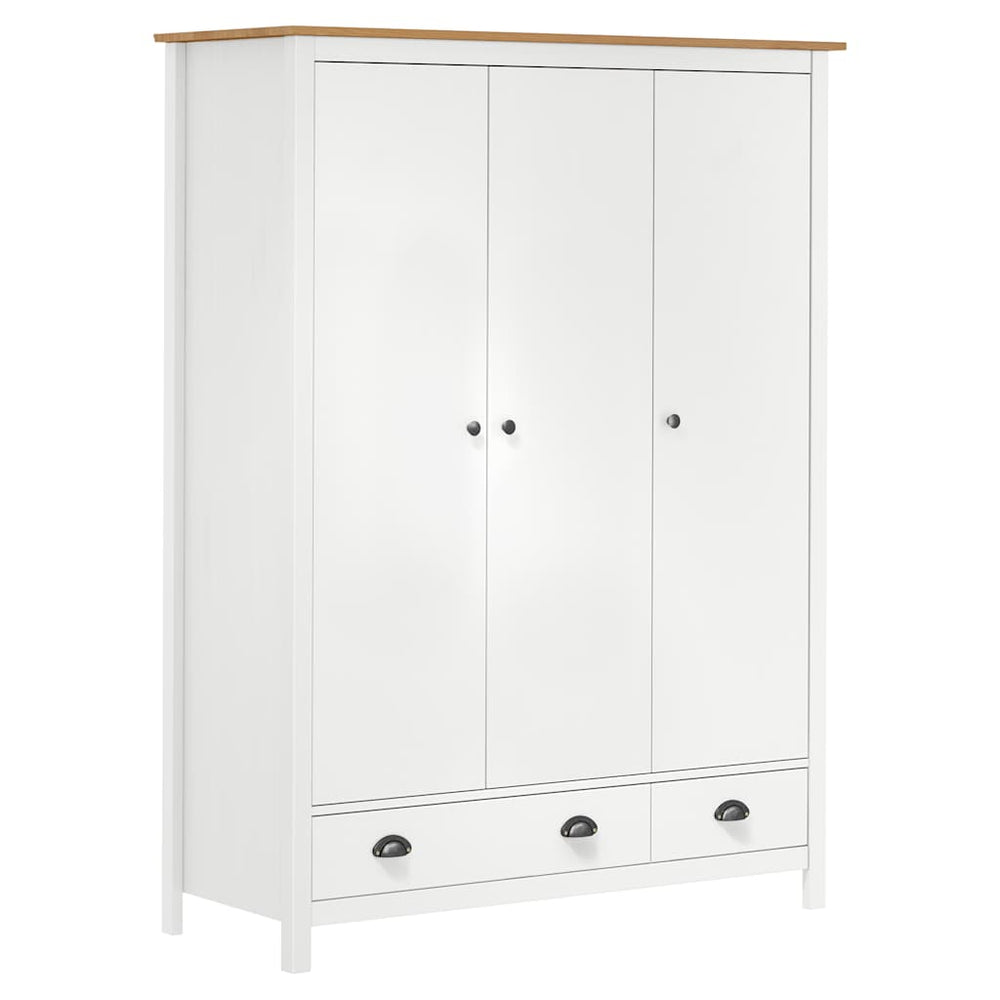 vidaXL 3-Door Wardrobe Hill White 127x50x170 cm Pine Wood
