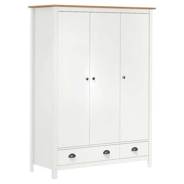 vidaXL 3-Door Wardrobe Hill White 127x50x170 cm Pine Wood