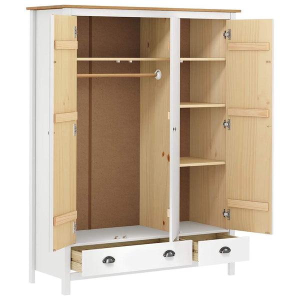 vidaXL 3-Door Wardrobe Hill White 127x50x170 cm Pine Wood