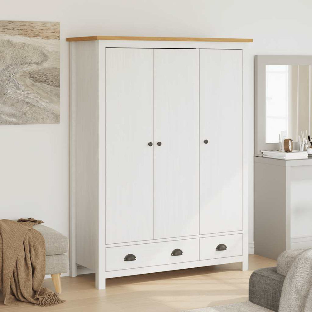 vidaXL 3-Door Wardrobe Hill White 127x50x170 cm Pine Wood