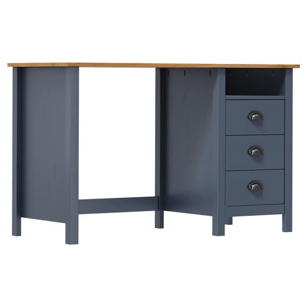 vidaXL Hill Desk with 3 Drawers Grey 120x50x74cm Pinewood