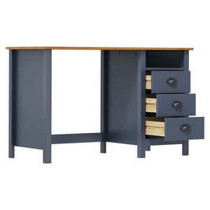 vidaXL Hill Desk with 3 Drawers Grey 120x50x74cm Pinewood