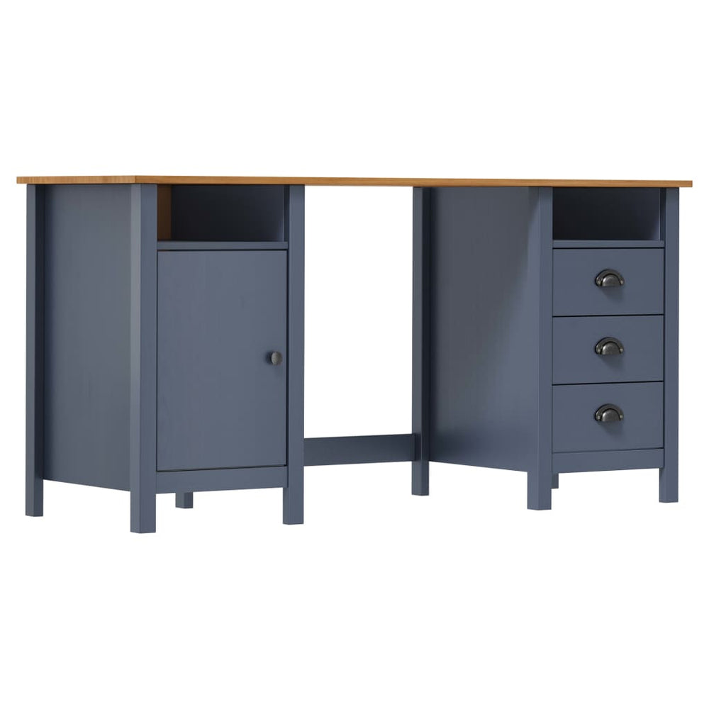 vidaXL Hill Desk Grey 150x50x74 cm Solid Pine Wood