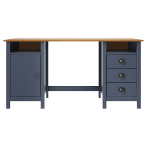 vidaXL Hill Desk Grey 150x50x74 cm Solid Pine Wood