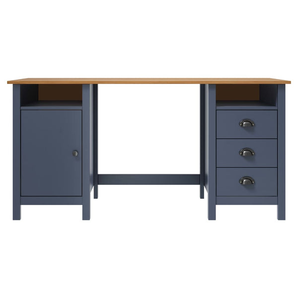 vidaXL Hill Desk Grey 150x50x74 cm Solid Pine Wood