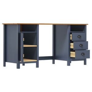 vidaXL Hill Desk Grey 150x50x74 cm Solid Pine Wood