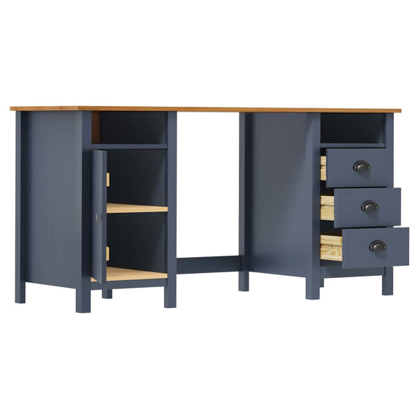 vidaXL Hill Desk Grey 150x50x74 cm Solid Pine Wood