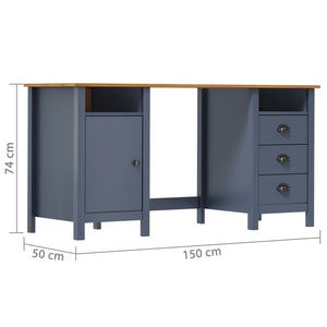 vidaXL Hill Desk Grey 150x50x74 cm Solid Pine Wood