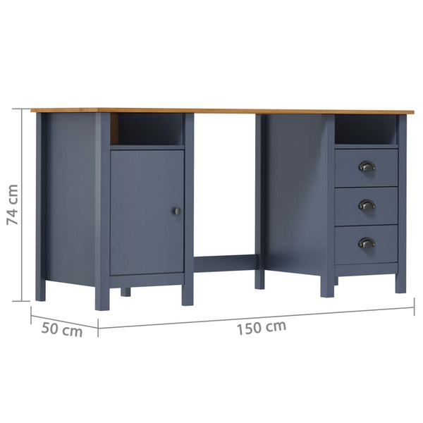 vidaXL Hill Desk Grey 150x50x74 cm Solid Pine Wood