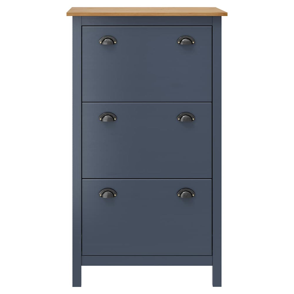 vidaXL Shoe Cabinet Hill Grey 72x35x124 cm Solid Pine Wood