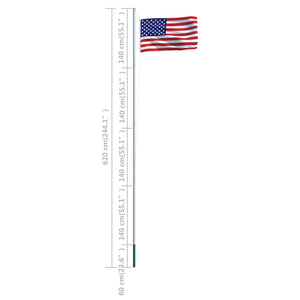 vidaXL United States Flag and Pole Aluminum 6.2 m