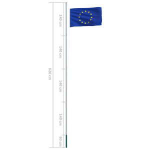 vidaXL European Flag and Pole Aluminum 6.2 m