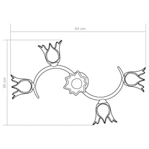 vidaXL Ceiling Lamp with Glass Shades for 5 E14 Bulbs
